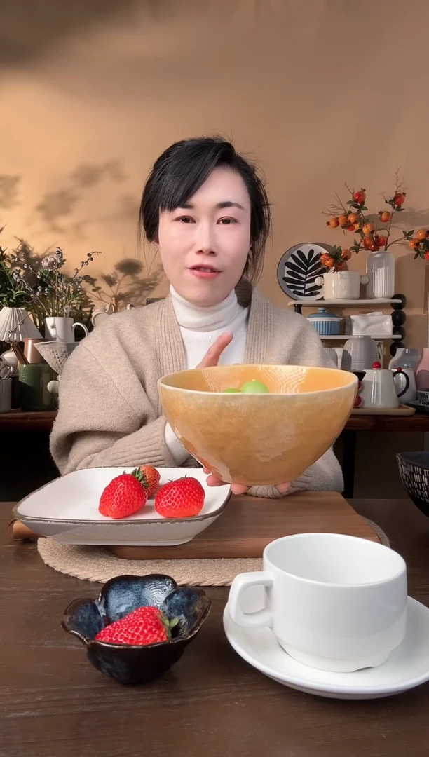 【闪购商品】瓷片7.5英寸异形窑变汤碗微瑕