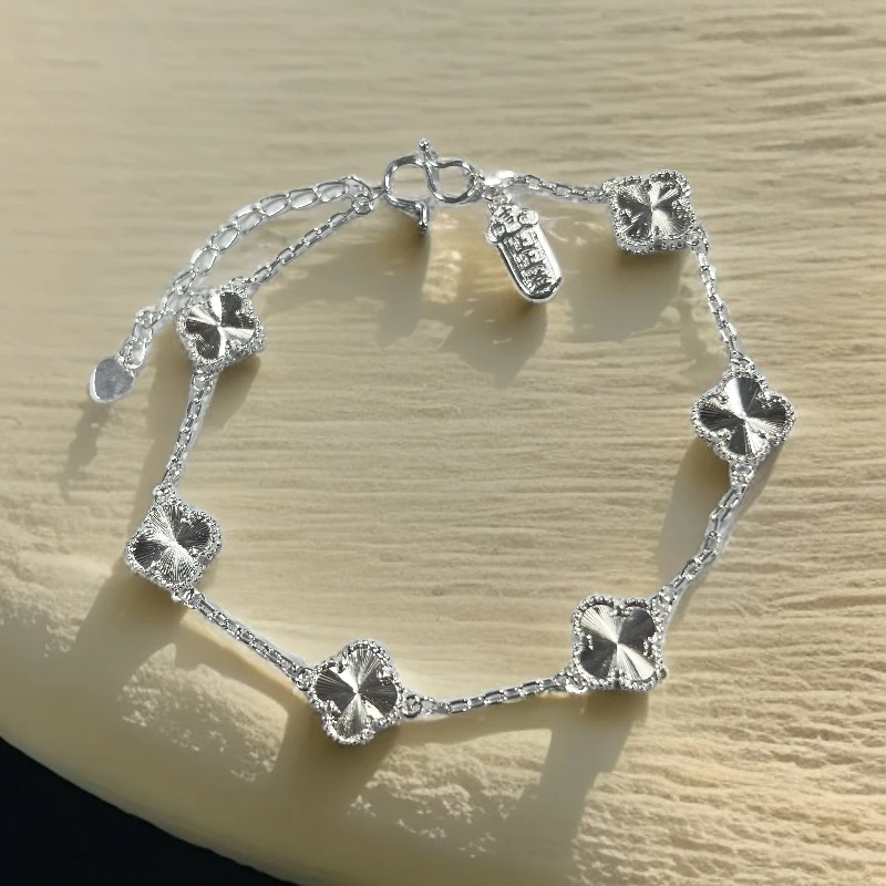 足银脚链 轻奢幸运草四叶草百搭脚链