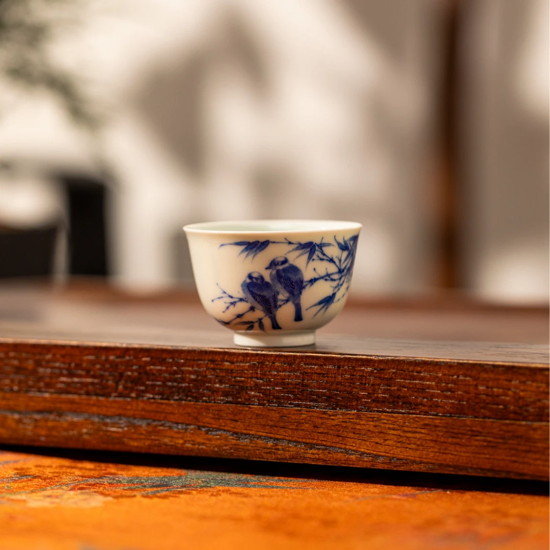 砚菲轩 青花鸟杯