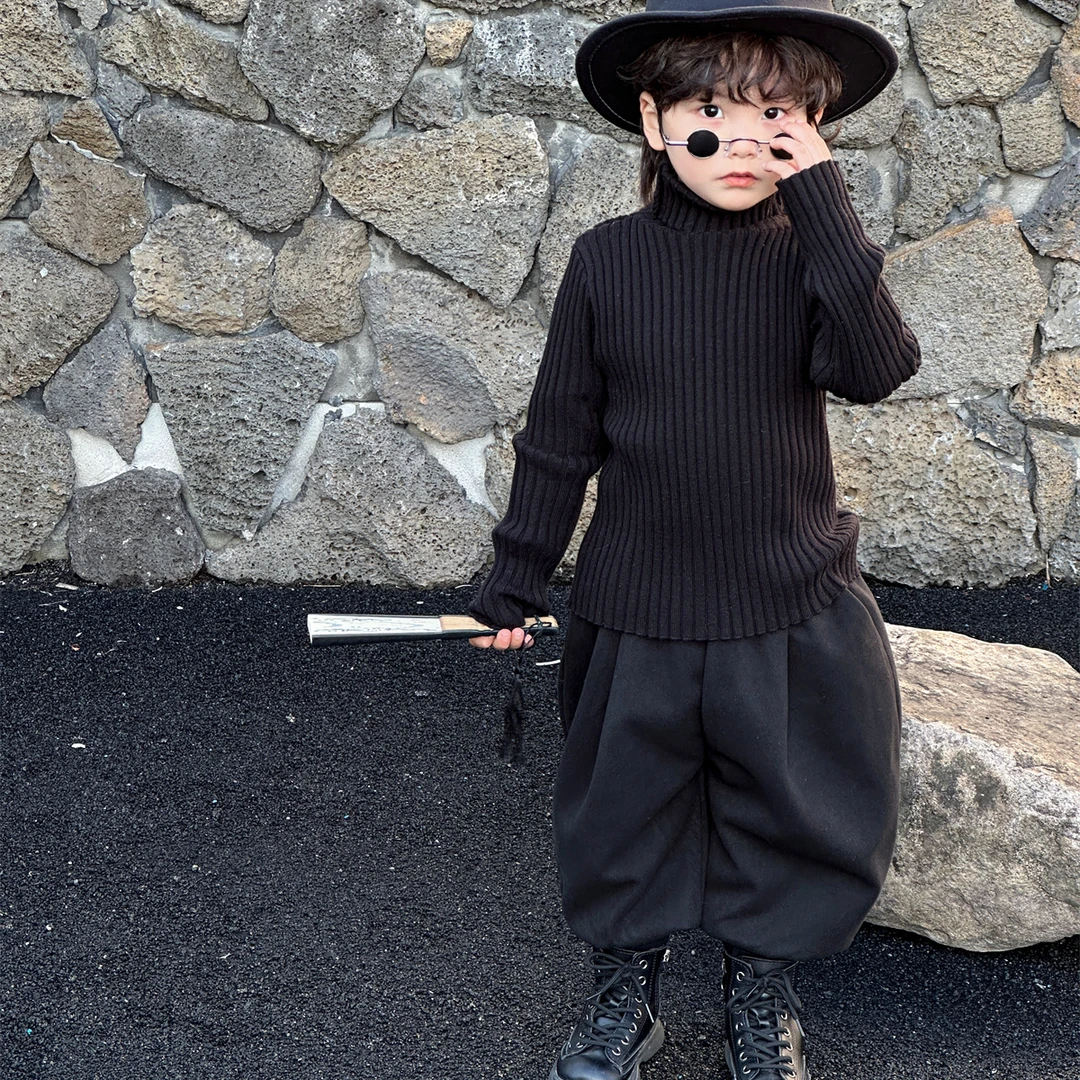 收脚加绒裤2025新品男女宝黑色加绒收脚裤时尚新风向