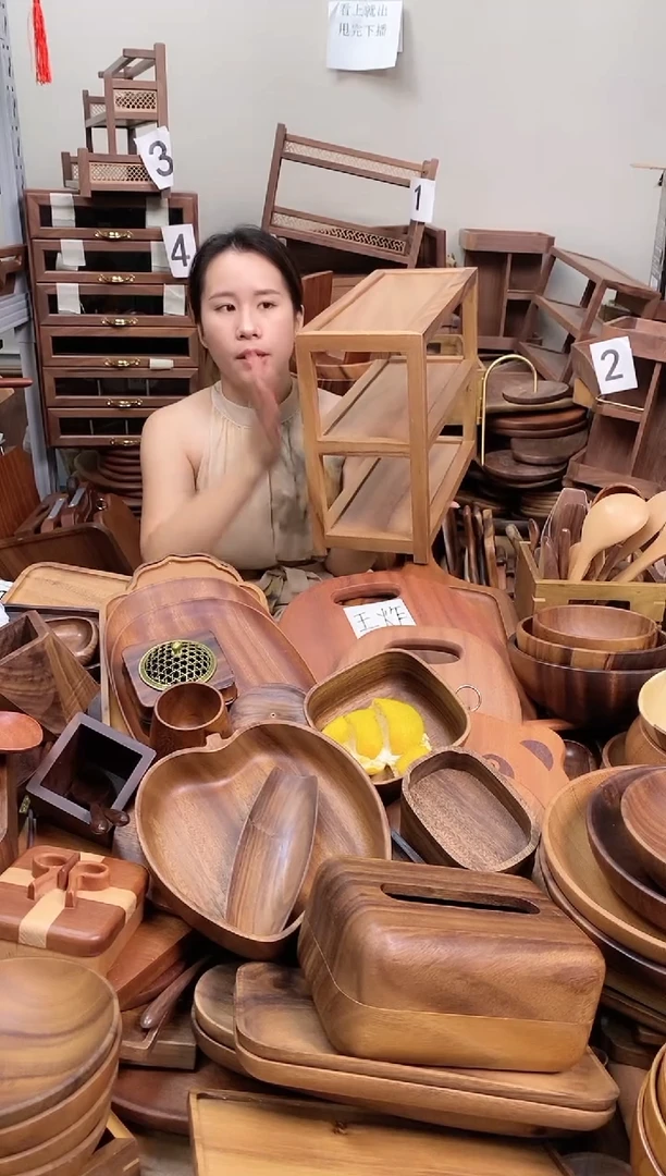 南美胡桃木三层置物架40*30*16cm