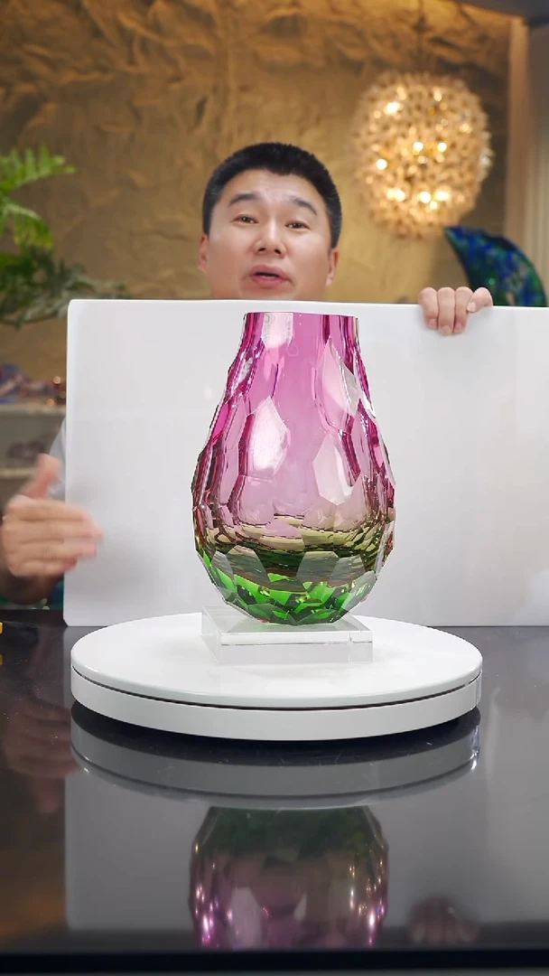 摆件福利金红绿凹切面花瓶5号