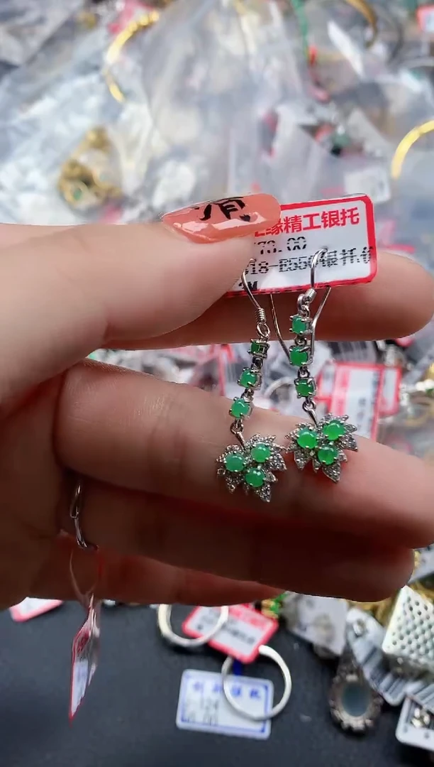 银S925镶嵌戒指翡翠天然A货缅甸翡翠