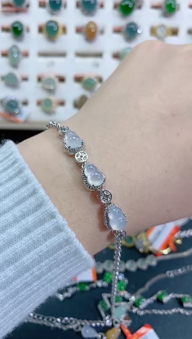 银S925镶嵌手链翡翠天然翡翠