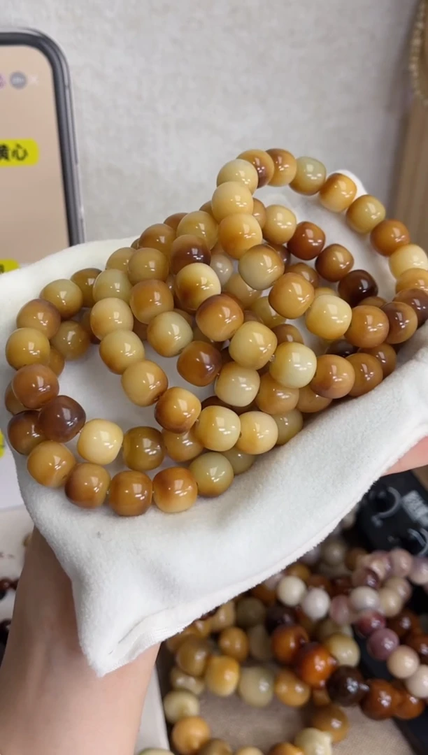 菩提根/象牙果手串r42蜜茶·玉化桶珠12*13mm