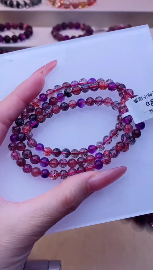 未镶嵌手链水晶黑加仑超七多圈5m+