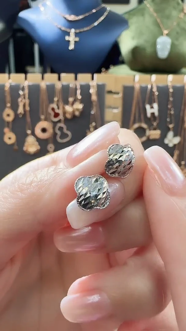 定制铂950耳饰PT950幸运草耳勾