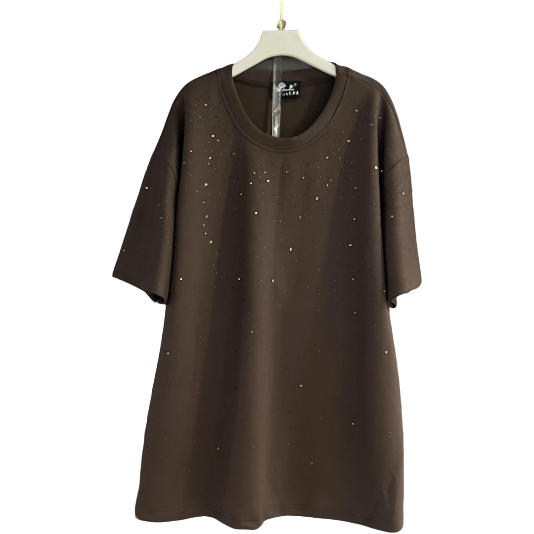 烫钻短袖做旧复古港风T恤宽松夏季半袖套头芭比风复古风