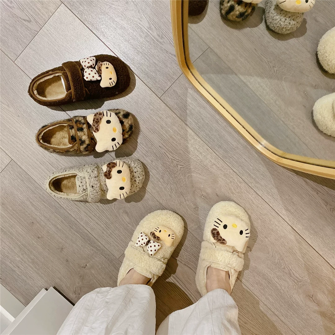 卡通毛毛鞋魔术贴加绒保暖冬季新款韩版豆豆鞋V625