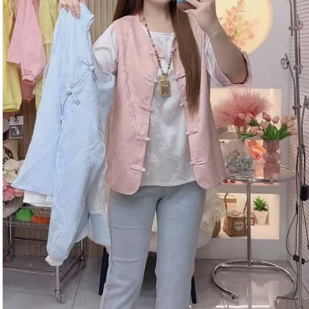 528-两件套（提花半袖+提花马甲）大码女装100-210斤