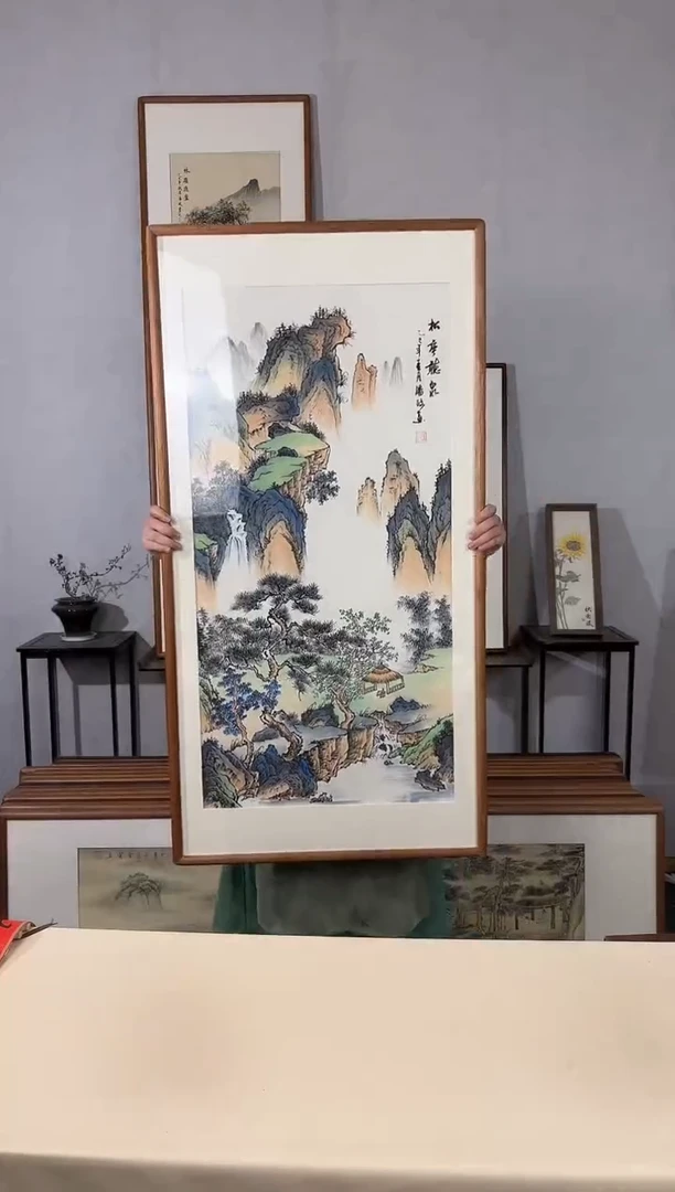 国画手绘*松亭听泉*62*122cm带框发货