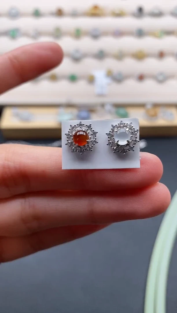 银S925镶嵌戒指翡翠222222+5