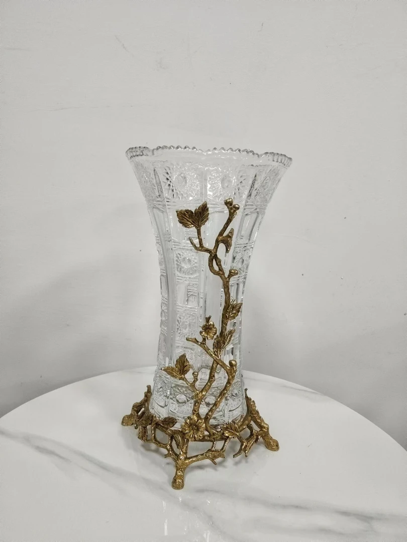 GM157水晶黄铜装饰桌面玄关摆20*34cm