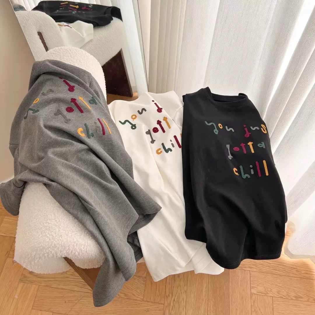 【字母音符】韩版推荐！高货刺绣小众设计款显瘦短袖简约休闲百搭T恤