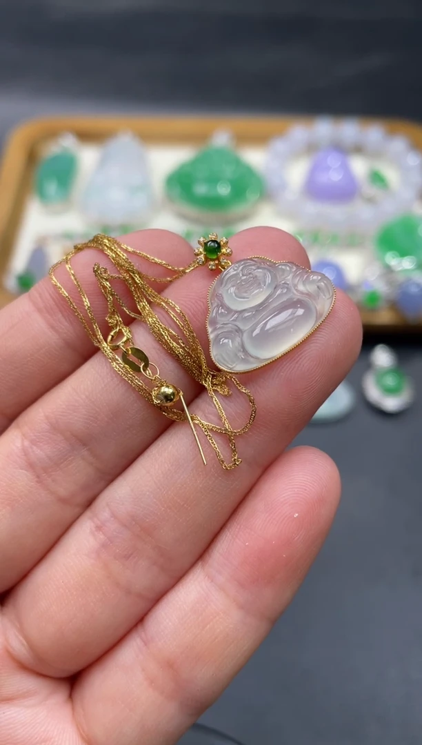 【闪购商品】翡翠颈饰18K金镶嵌87..........