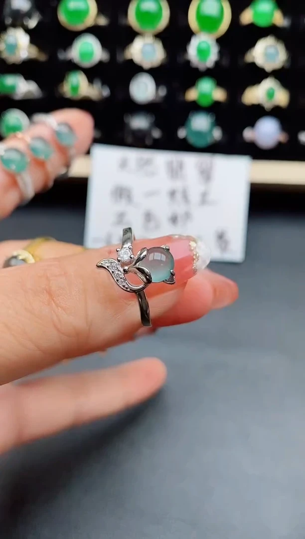 【闪购商品】翡翠戒指银S925镶嵌8508