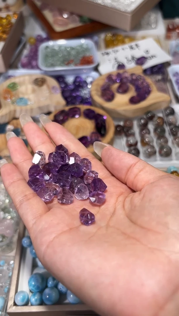 水晶手串未镶嵌K06紫水腰孔珠一个