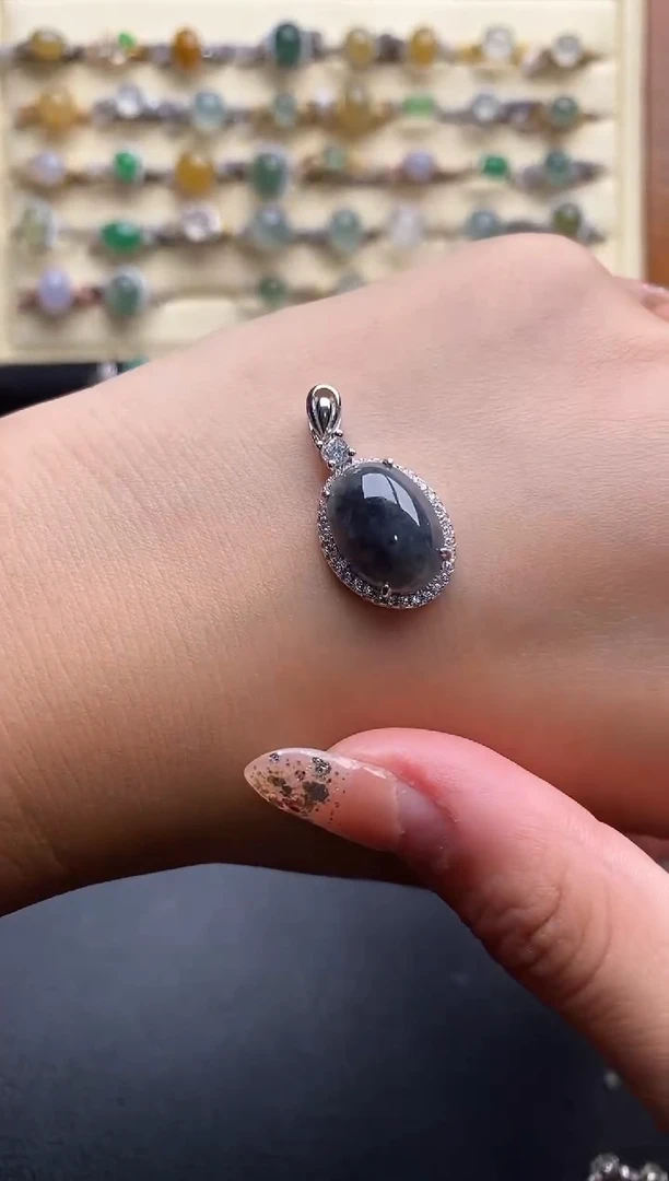 银S925镶嵌戒指翡翠666666+10