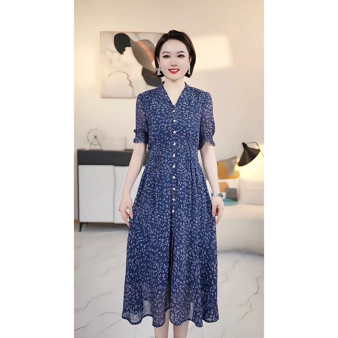 现货【品牌清仓】P高端大码原创遮肉显瘦连衣裙 P2090