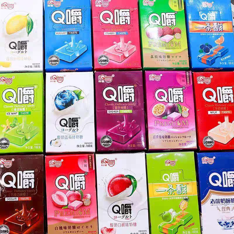 Q嚼整盒168克多种口味糖果喜糖休闲零食品酸甜奶糖球零食