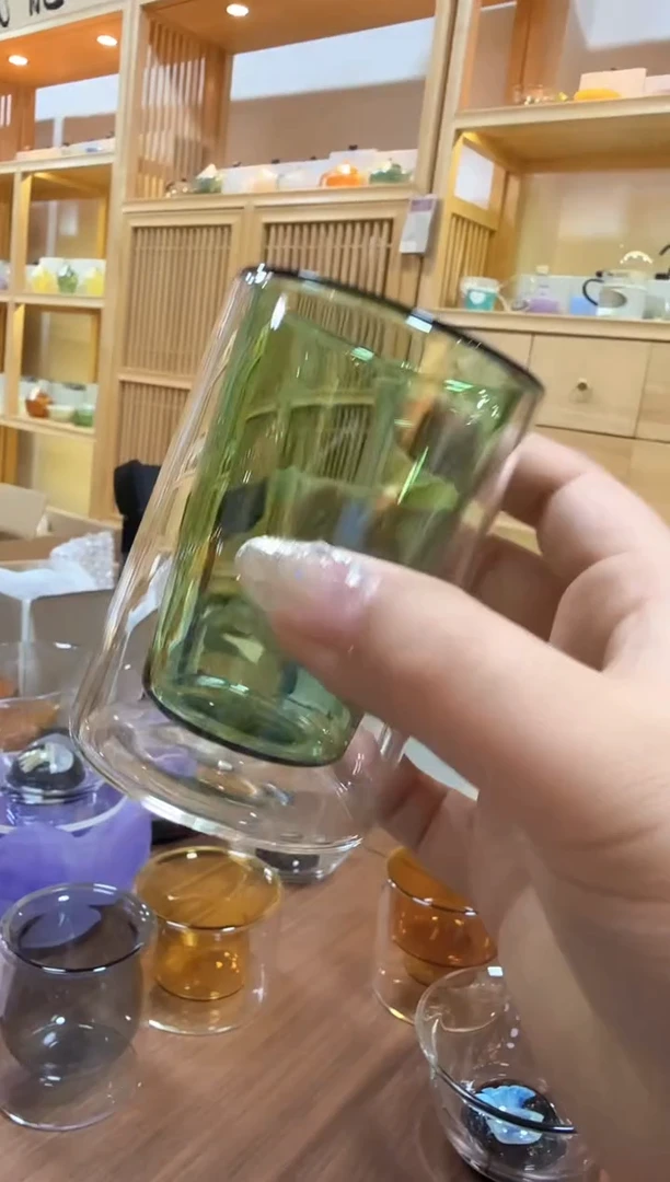 绿色双层小杯子4只不带图