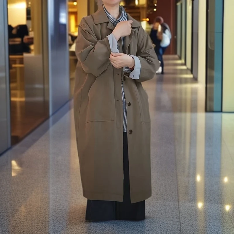 风衣外套女2025年秋季新款小个子女宽松时尚气质工装中长款大衣
