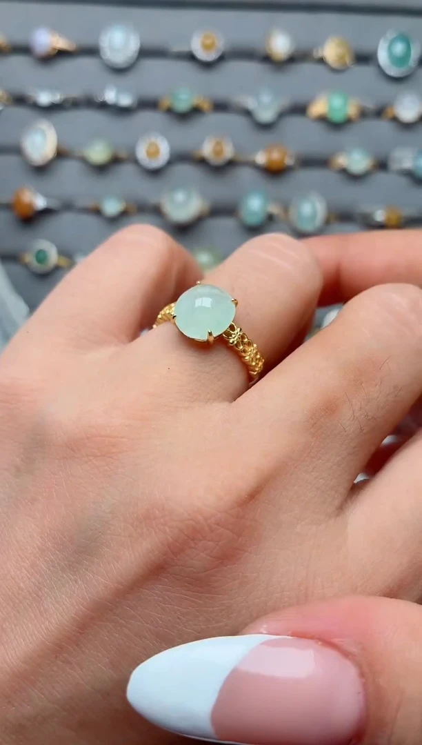 银S925镶嵌戒指翡翠.