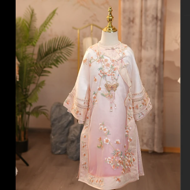 【桃之夭夭】新款上新格格服粉色刺绣女童汉元素古国风古风重工刺绣