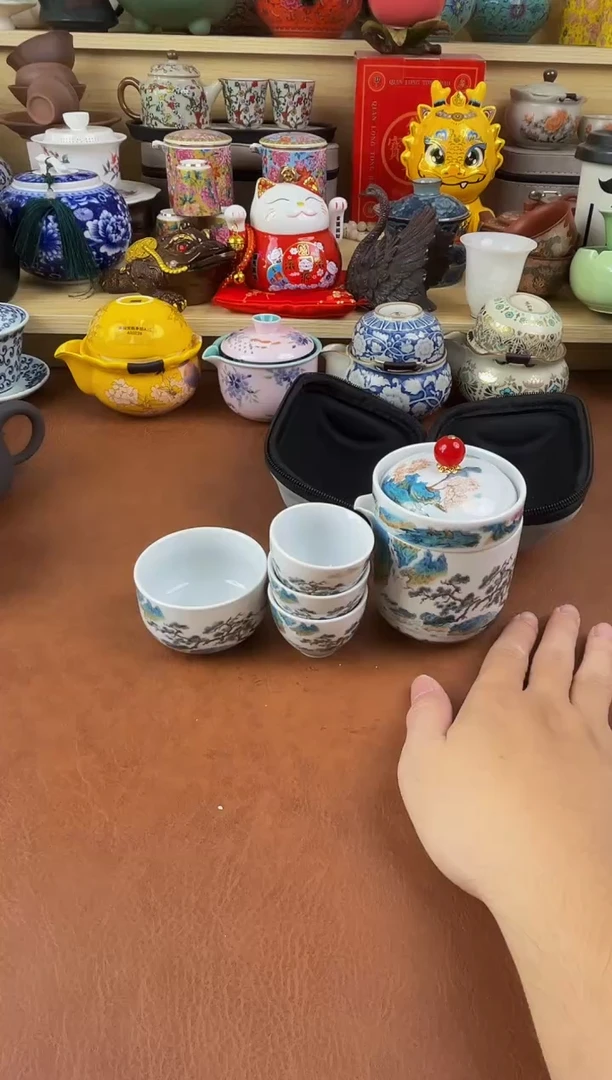 陶瓷茶具摆件旅行套组