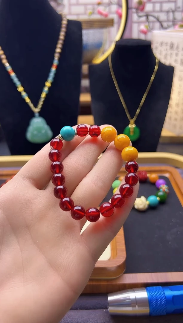 【闪购商品】血珀手链14K金镶嵌121212