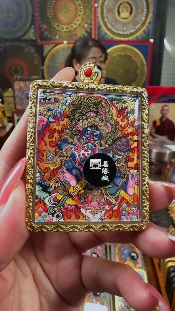 吊坠壹善缘城手绘唐卡黑C防水