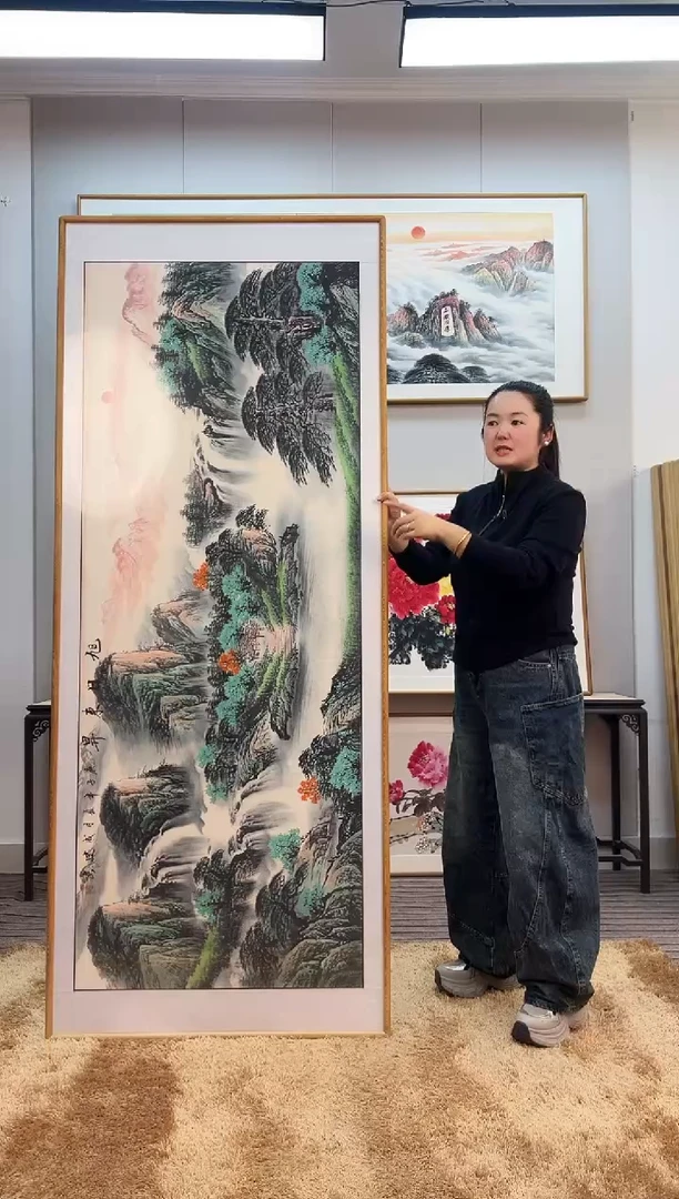 国画手绘山水202*82尺寸