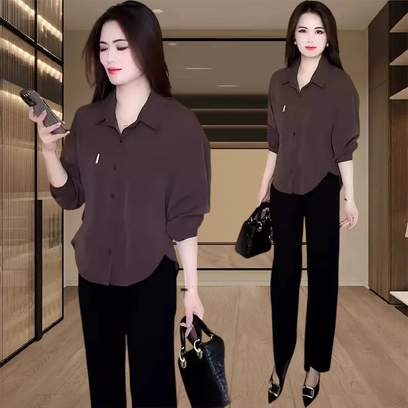 时尚减龄衬衣女款2025新款爆款妈妈装长袖衬衫休闲遮肚子显瘦上衣