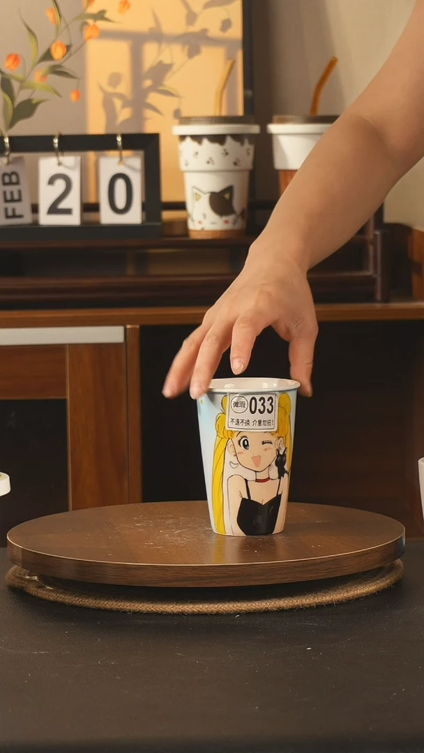 杯子景德镇高温釉下彩纯手绘创意瓷