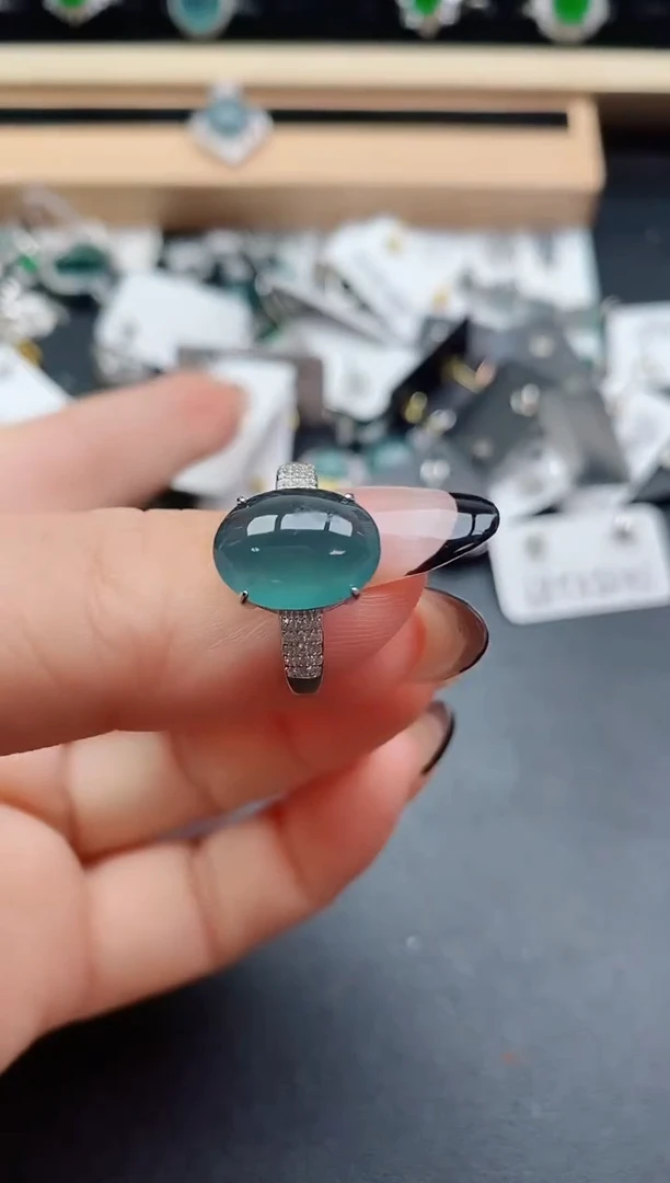 翡翠戒指银S925镶嵌508050