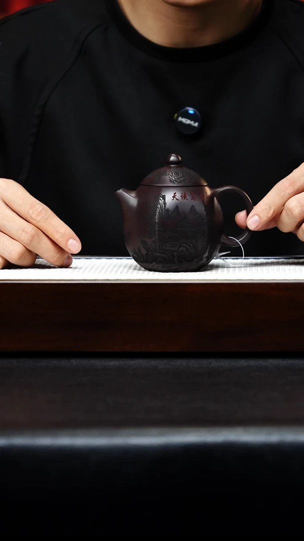 茶杯紫砂宜兴紫砂 六方龙蛋 顾林芳 汉棠紫泥 h535
