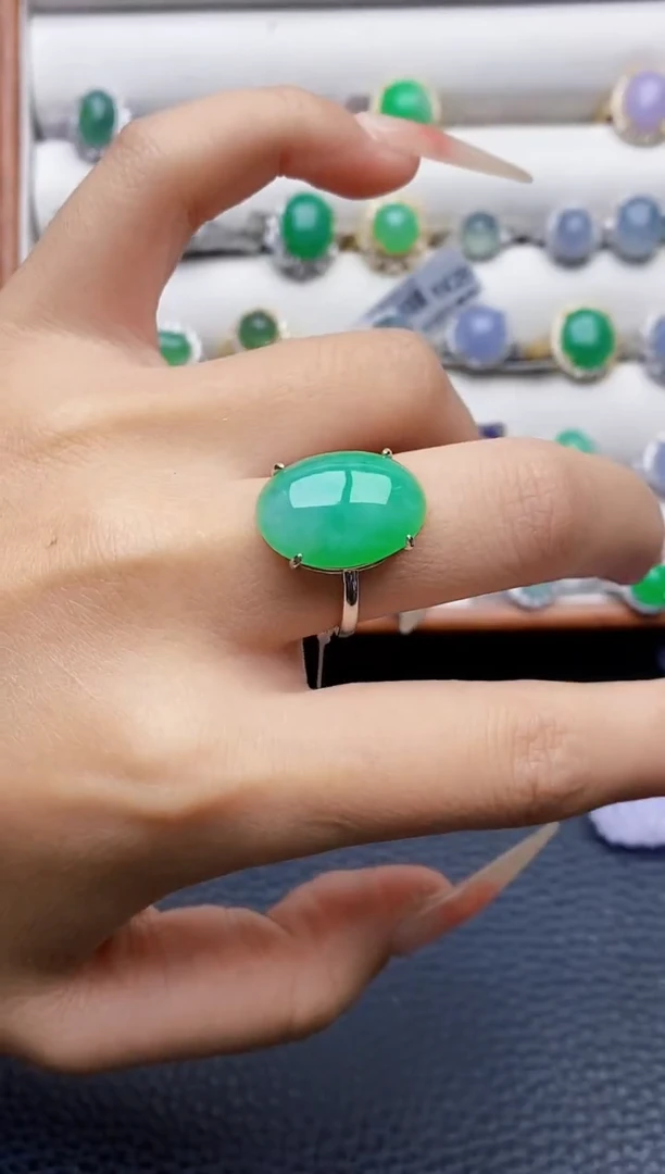 银S925镶嵌戒指翡翠3161