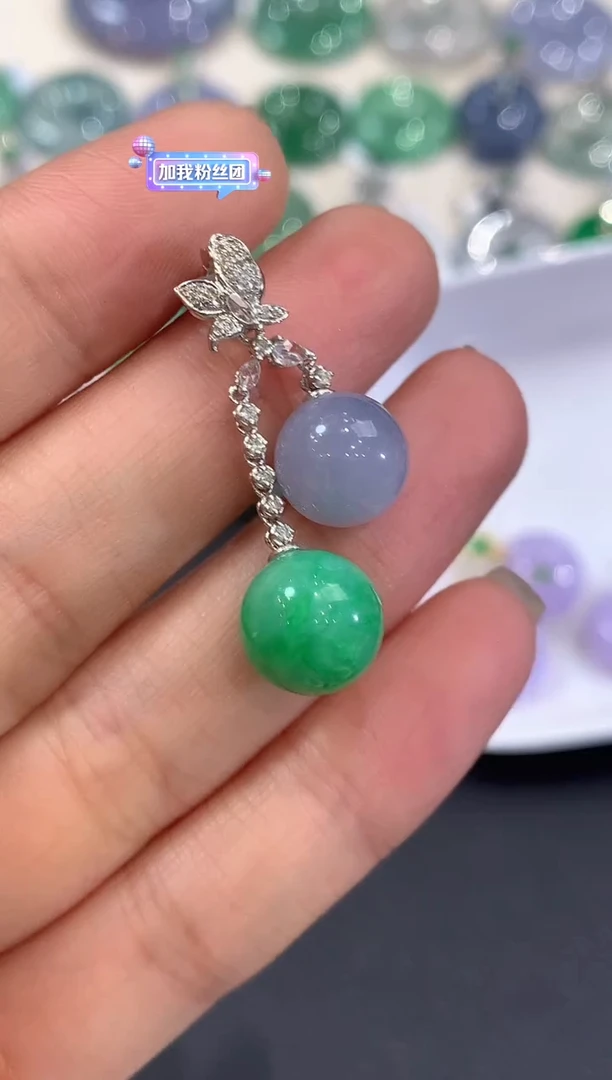 吊坠(不含链)18K金镶嵌翡翠a48多样性一件发货紫货有色差