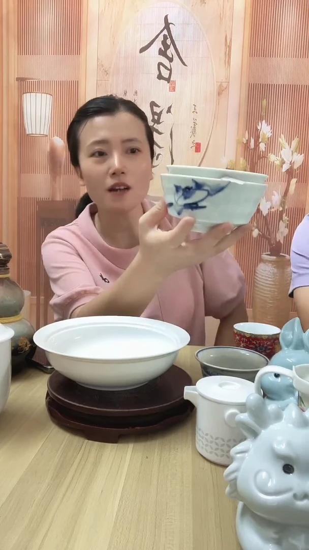 瓷枫*手绘荷花系列 碗2个