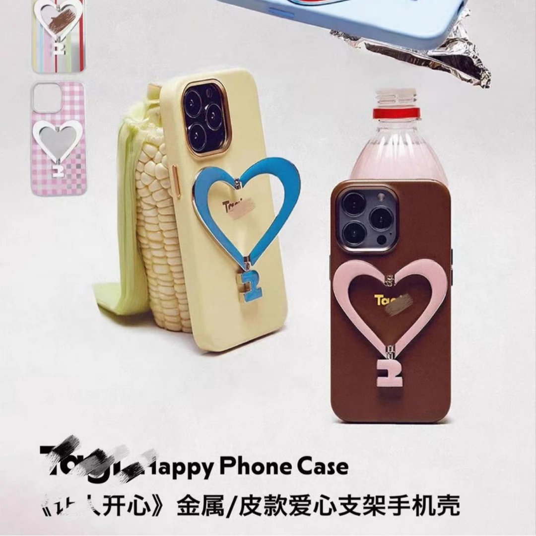 TG-金属支架皮质爱心iphone防撞耐摔二次元动漫感卡通卡包F2