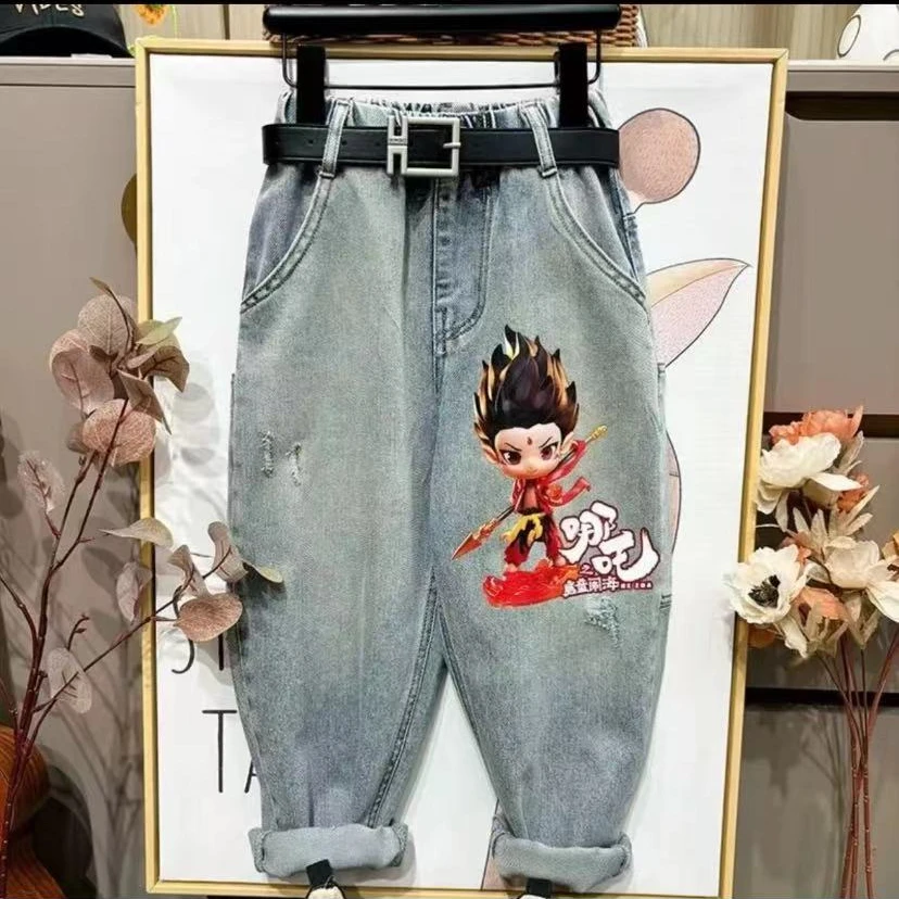 爆款哪吒~韩版洋气大口袋春季爆款潮流休闲老爹牛仔裤6151