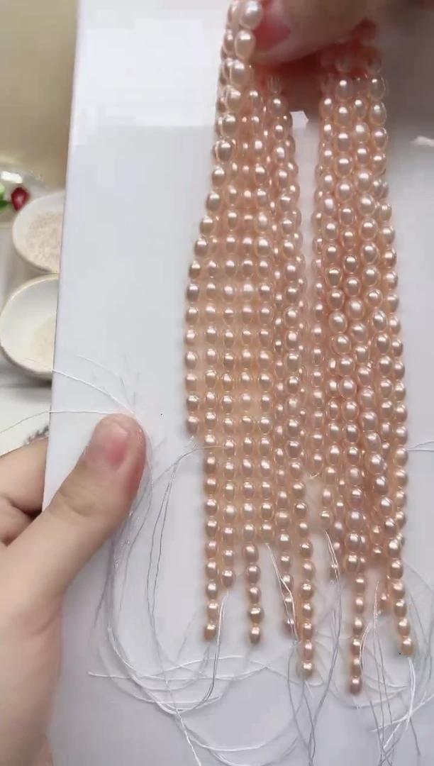 未镶嵌半成品淡水珍珠 粉色米珠5-5.5mm