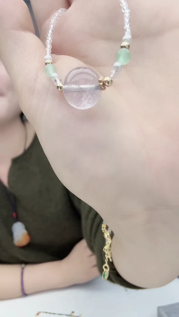 项链未镶嵌水晶粉水晶项链