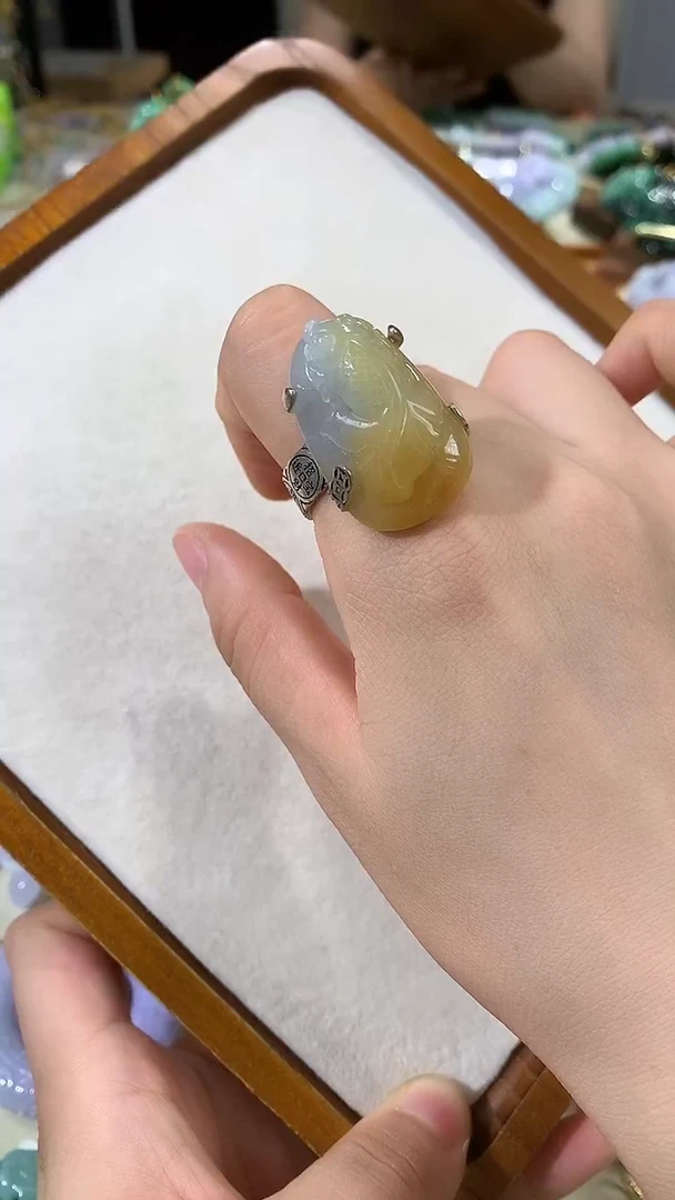 银S925镶嵌戒指翡翠戒指