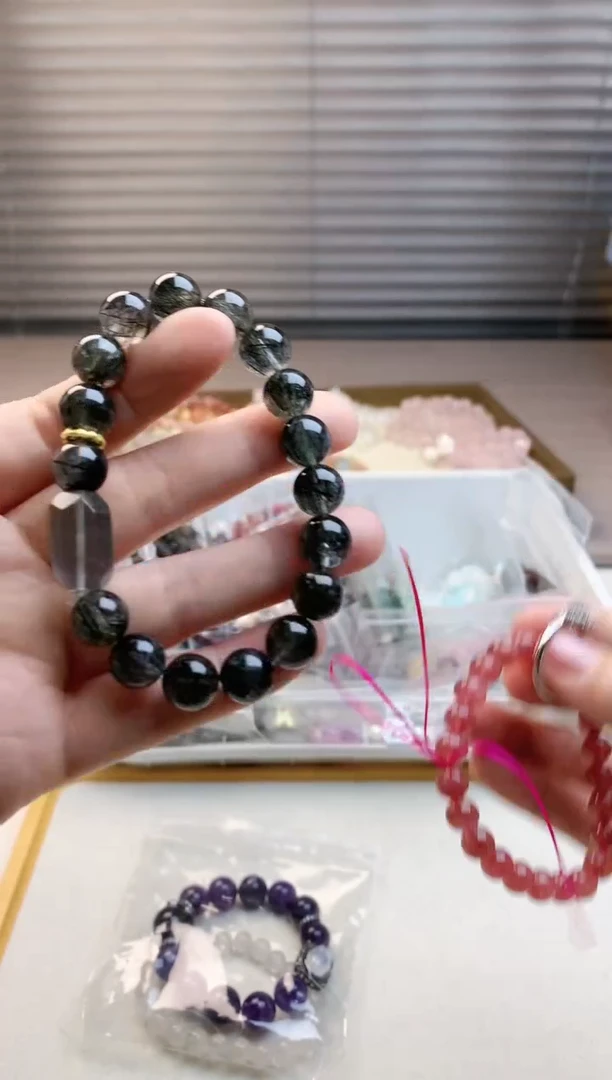 【闪购商品】水晶珠宝半成品未镶嵌黑发晶单圈