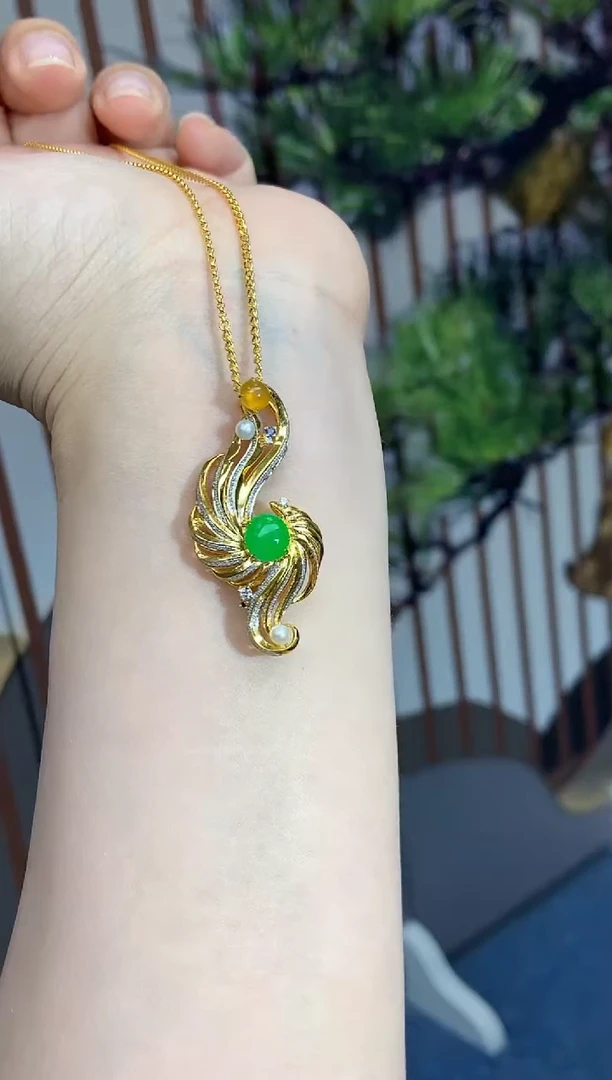 翡翠18K金镶嵌颈饰626-春日珠宝