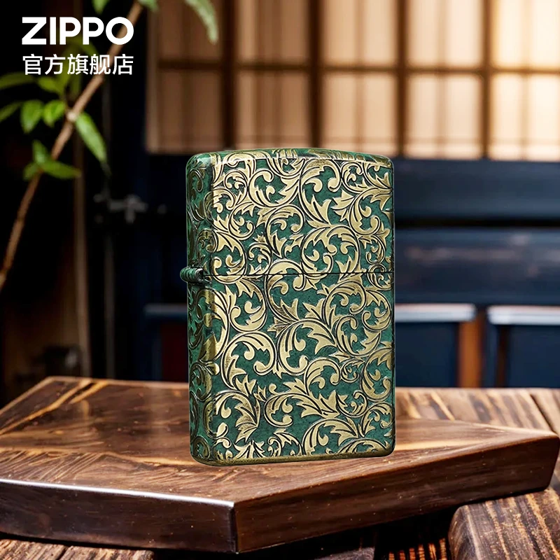 ZIPPO打火机官旗上新青铜唐草青铜基底复古质朴男士个性送礼