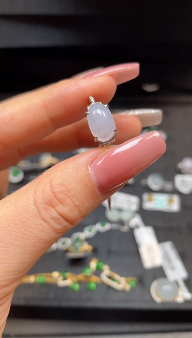 银S925镶嵌戒指翡翠天然翡翠A货