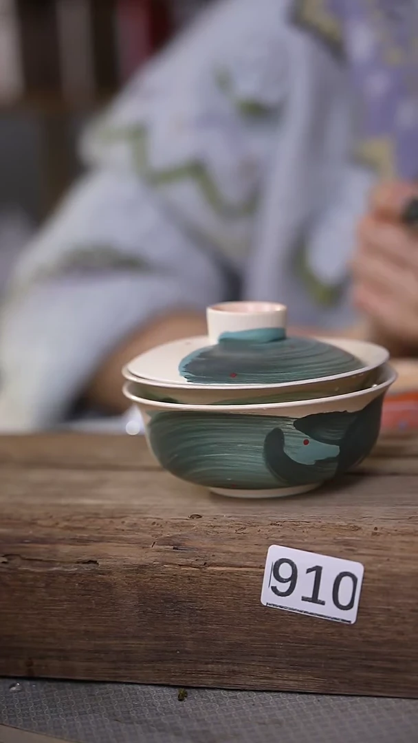 【闪购商品】瓷片绿小乔 叠叠乐 盖碗/设计师 牧渔 款