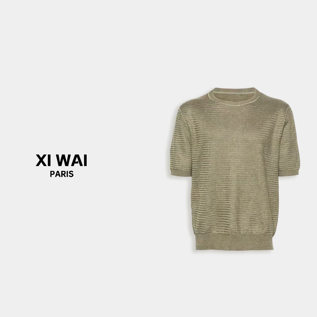 高级男装 春夏新品25s杰*亚羊毛桑蚕丝针织简约百搭短袖T恤 0128